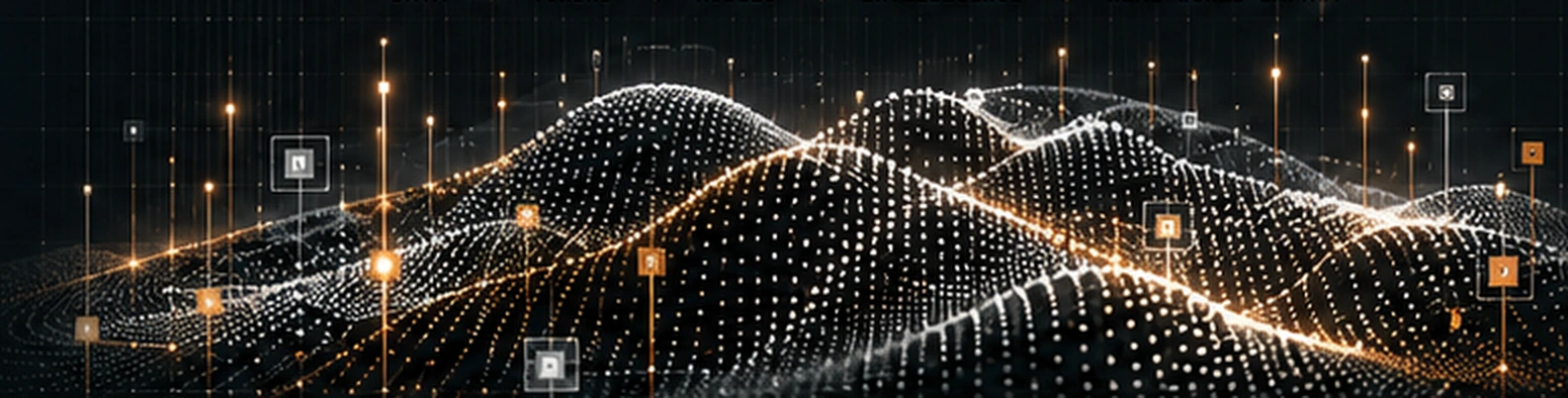 Abstract particle-field visualisation inspired by model research